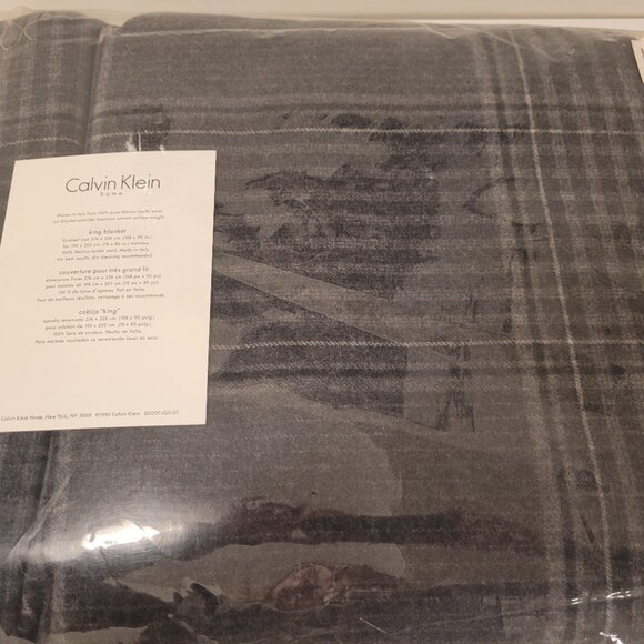 Calvin Klein Merino Lamb's Wool Basket Weave Blanket - King Size - Picture 1 of 8